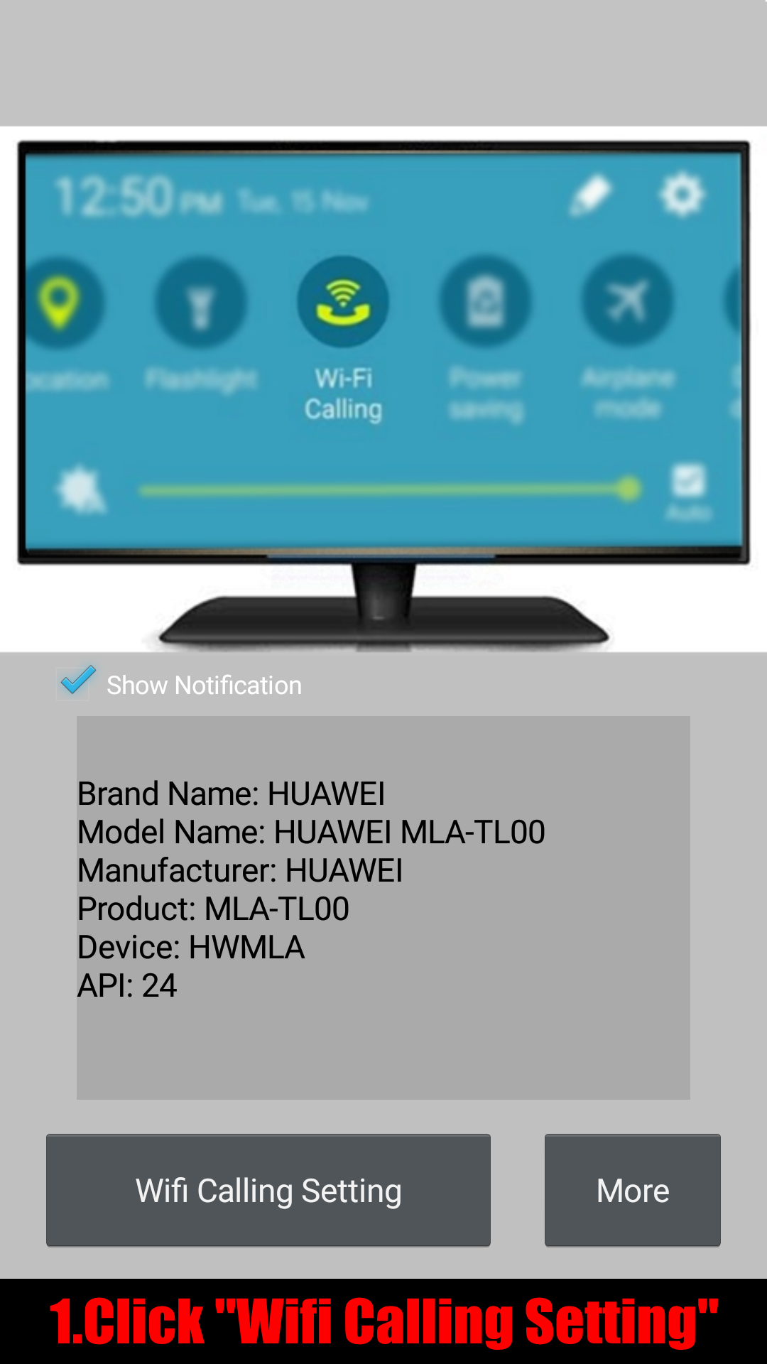Android application Wifi Calling screenshort