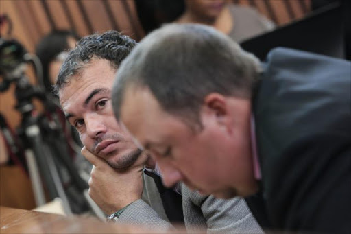 From left: Willem Oosthuizen and Theo Jacobs during their trial. Picture: ALAISTER RUSSELL