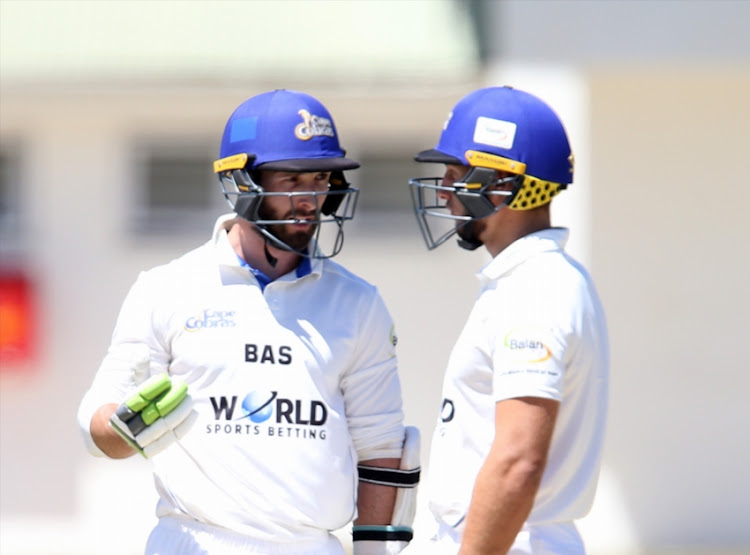 Pieter Malan and Janneman Malan of Cobras during day 3 of the 4 Day Franchise Series match between WSB Cape Cobras and bizhub Highveld Lions at Eurolux Boland Park on November 07, 2018 in Paarl, South Africa.