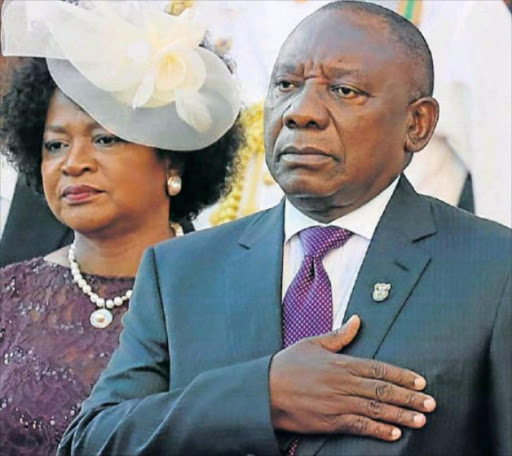 DIGNIFIED: President Cyril Ramaphosa and National Asssembly speaker Baleka Mbete arrive to deliver Ramaphosa’s State of the Nation address at Parliament in Cape Town last night Picture: REUTERS