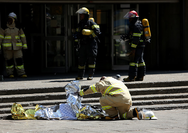 One of the firefighters fell to their death‚ and two others were found inside the building‚ which houses the offices of the Gauteng Health and Human Settlements on Sauer Street on September 5 2018