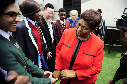 January 04, 2017. BRIGHT SPARKS: Minister of Basic Education Angie Motshekga meeting the top achievers from the matric class of 2016. Motshekga hosted a celebratory brea k fa st for them. Pic: Thulani Mbele . © The Times.