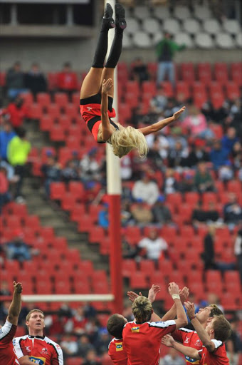 Cheerleaders during the Super Rugby match between MTN Lions and Sharks at Coca Cola Park on June 11, 2011 in Johannesburg