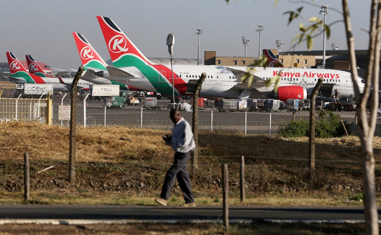 Kenya Airways aircraft at the Jomo Kenyatta International Airport near Nairobi, Kenya. Picture: REUTERS/THOMAS MUKOYA