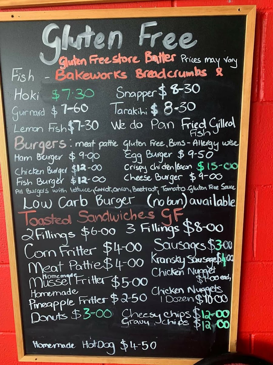 The Patty Chippy gluten-free menu