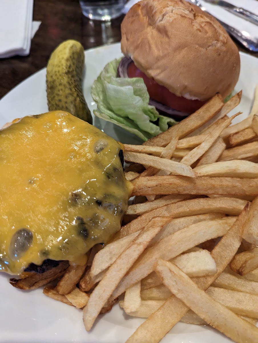 Gluten-free burger and fries