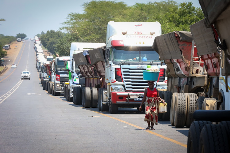 Trucks on the N4 in Mpumalanga in a 40km queue due to an alleged staff shortage at the Lebombo border gate.
