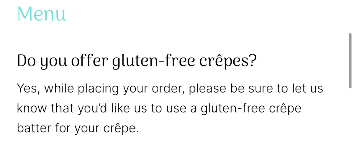 Gluten-Free at Sweet Paris Crêperie & Café