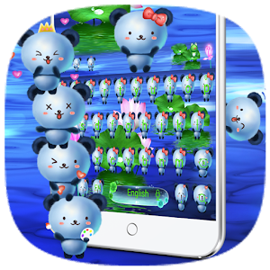 Download Cute bow panda pink lotus keyboard theme For PC Windows and Mac