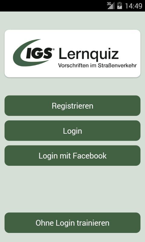 Android application IGS Quiz - Straßenverkehr screenshort