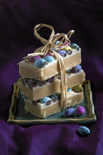 White chocolate fudge Topped with mini Easter eggs, you can't beat this fudge for the ultimate holiday chocolate fix.