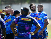 Salmaan Moerat, far right, and Stormers players during their training session at High Performance Centre in preparation for the United Rugby Championship clash against Edinburgh.
