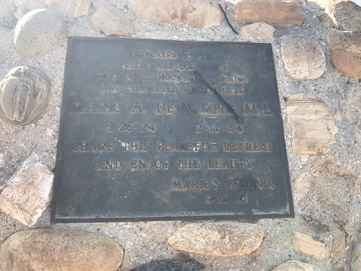 DEDICATED TO OUR FRIEND AND COLLEAGUE WHO LOVED MOUNTAIN CLIMBING AND CHERISHED MISSION PEAK  MARIO A. DECAMPOE M.D. 5-26-24   2-17-84  SHARE THIS PEACEFUL RETREAT AND ENJOY THE BEAUTY MARIO'S...