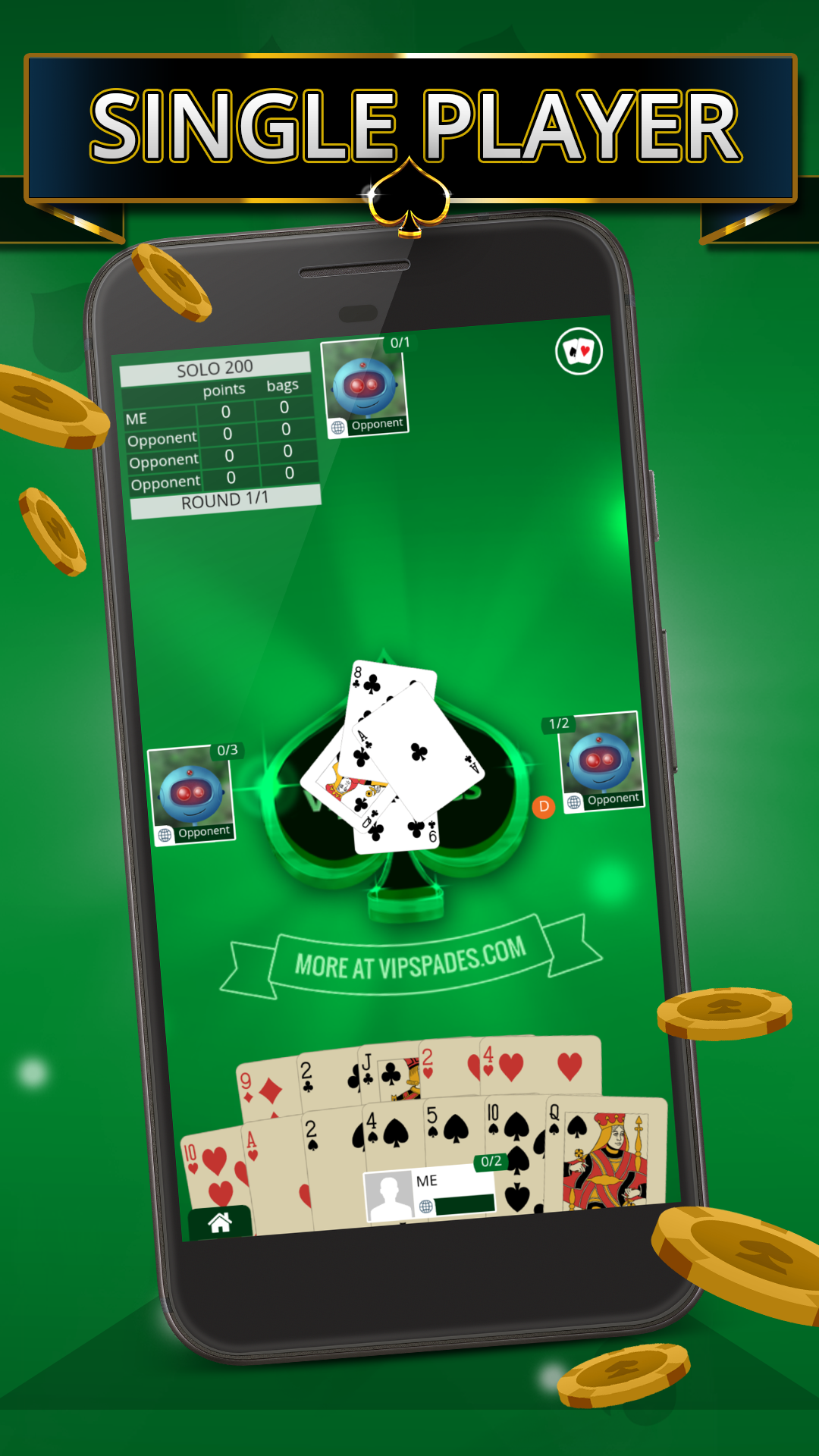 Android application Spades Offline - Single Player screenshort