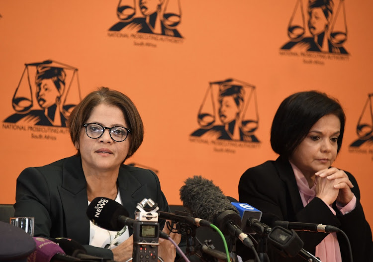 Head of the investigations directorate Hermione Cronje (left) and National Director of Public Prosecutions Shamila Batohi at the media briefing at the NPA head office in Silverton, Pretoria, on May 24 2019.