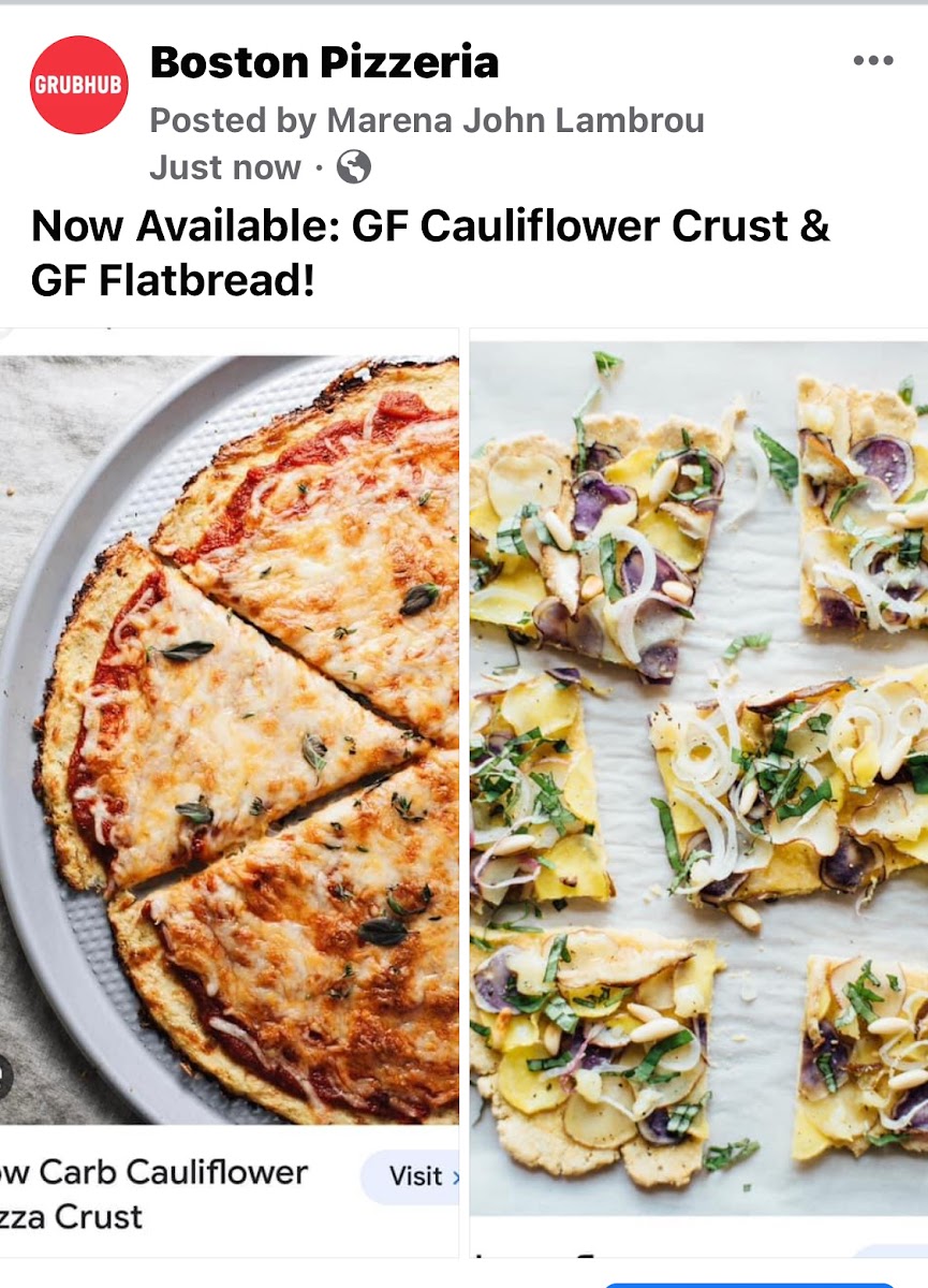 GF Cauliflower Crust & GF Flatbread Available!