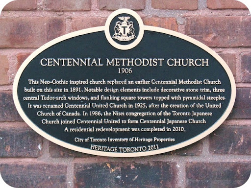 This Neo-Gothic inspired church replaced an earlier Centennial Methodist Church built on this site in 1891. Notable design elements include decorative stone trim, three central Tudor-arch windows,...