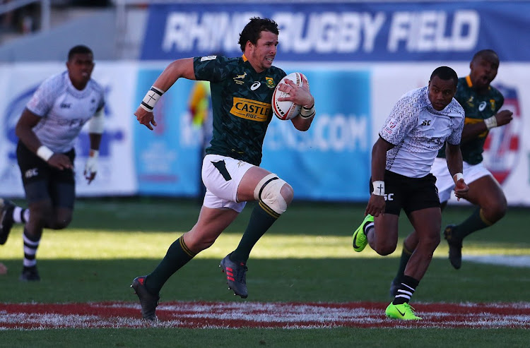 Ruhan Nel of South Africa in action for the Blitzboks.