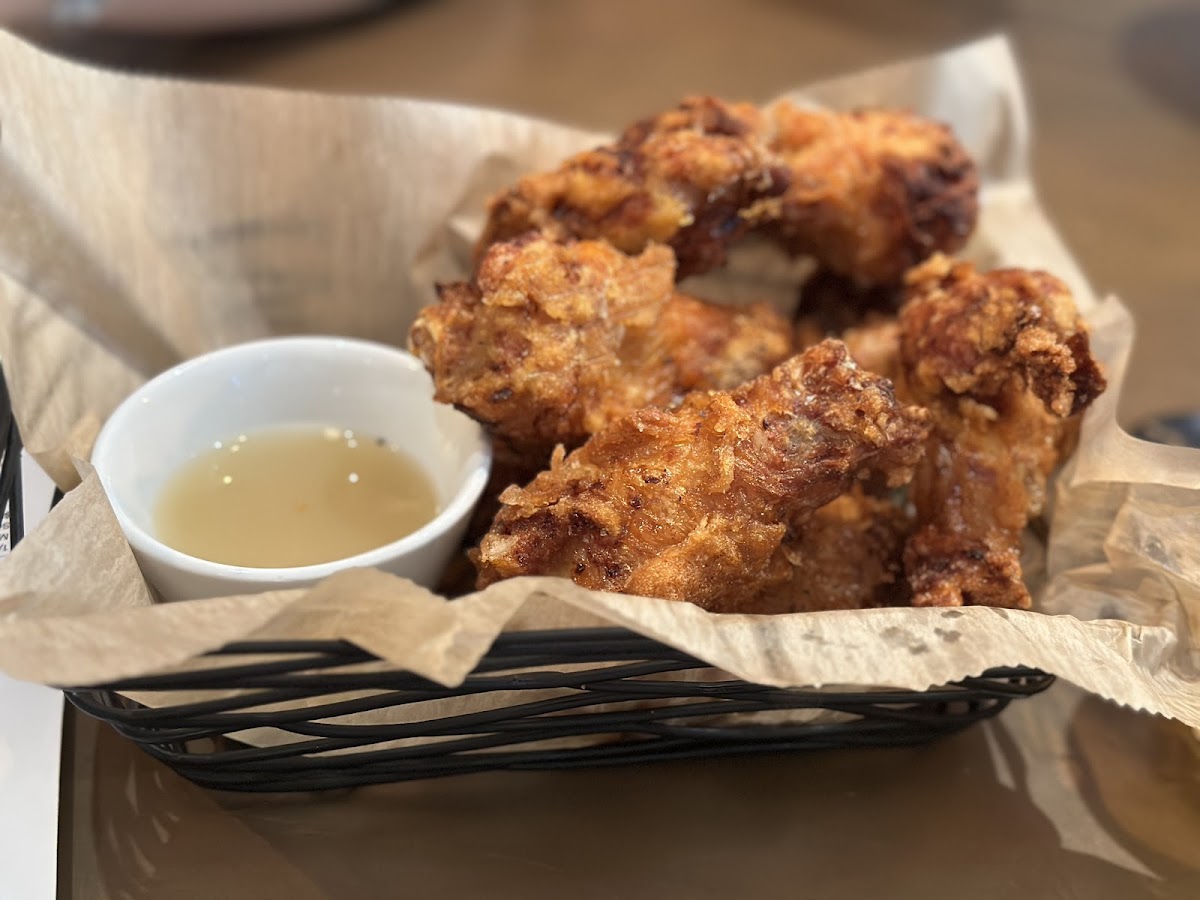 Dedicated Fryer GF Chicken Wings with an Asian Dipping Sauce