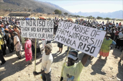 STOP EXPLOITATION: Farmworkers at De Doorns in Western Cape protest over wages and poor working and living conditions. The violent unrest is a manifestation of a lack of trust. Photo: ESA ALEXANDER