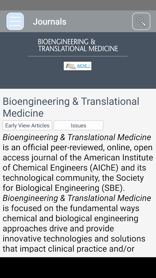 Bioengineering & Translational Medicine — приложение на Android
