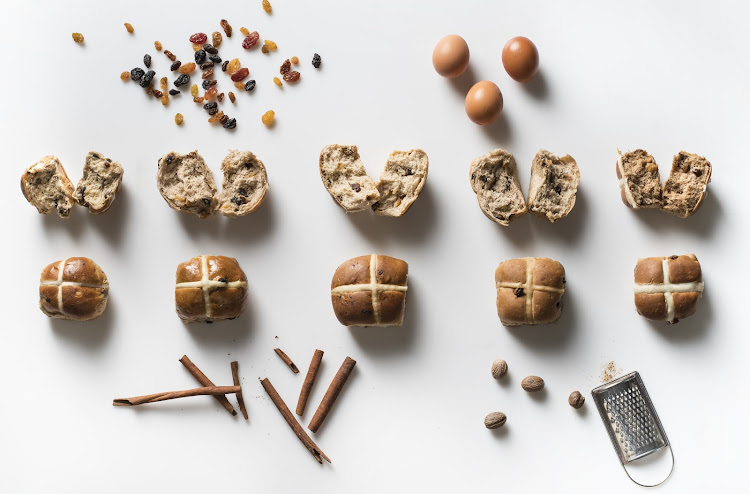 From left: hot cross buns from Woolworths, Food Lovers' Market, Spar, Checkers and Pick n Pay.