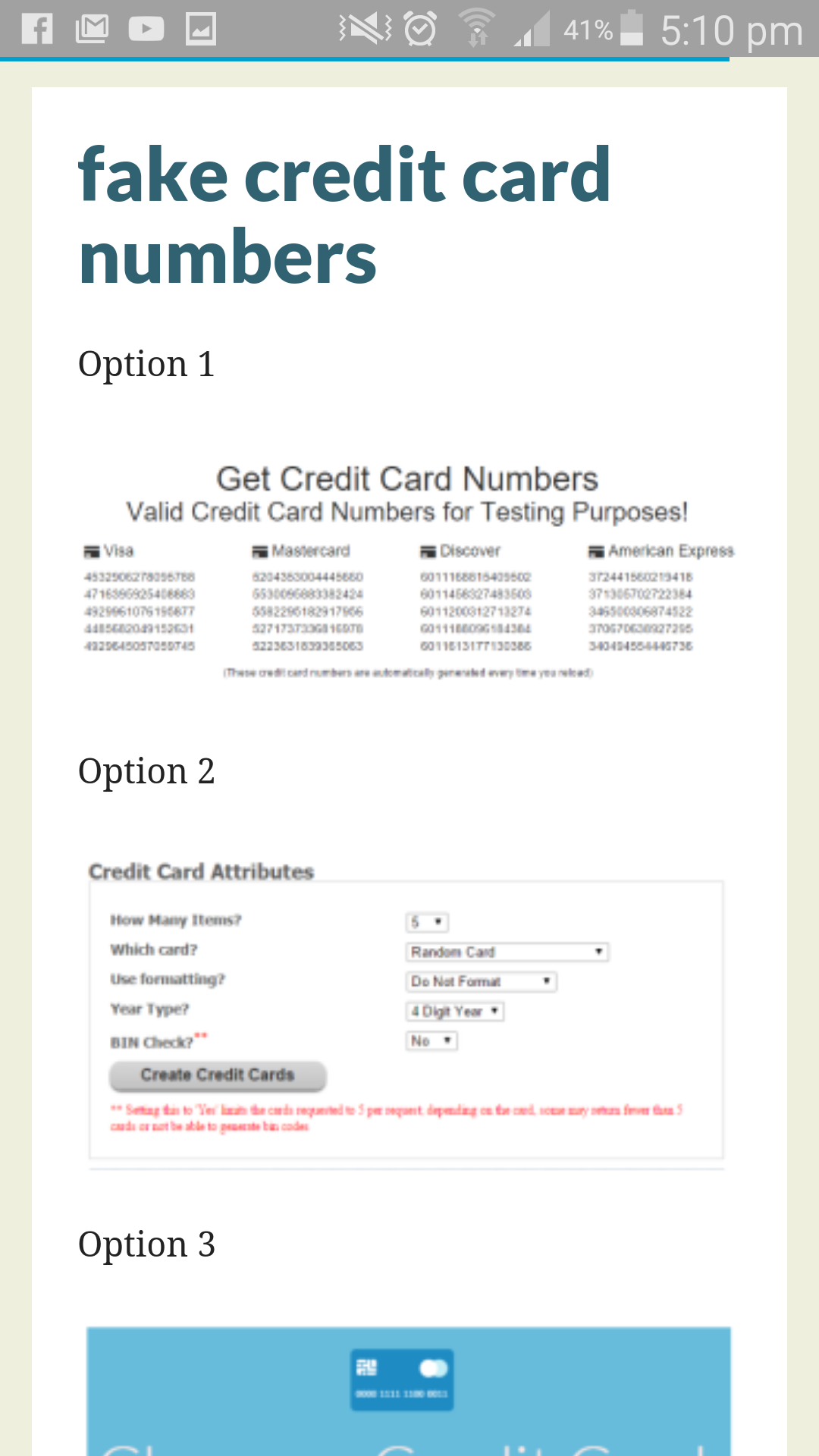 Android application Fake Card Number Search screenshort