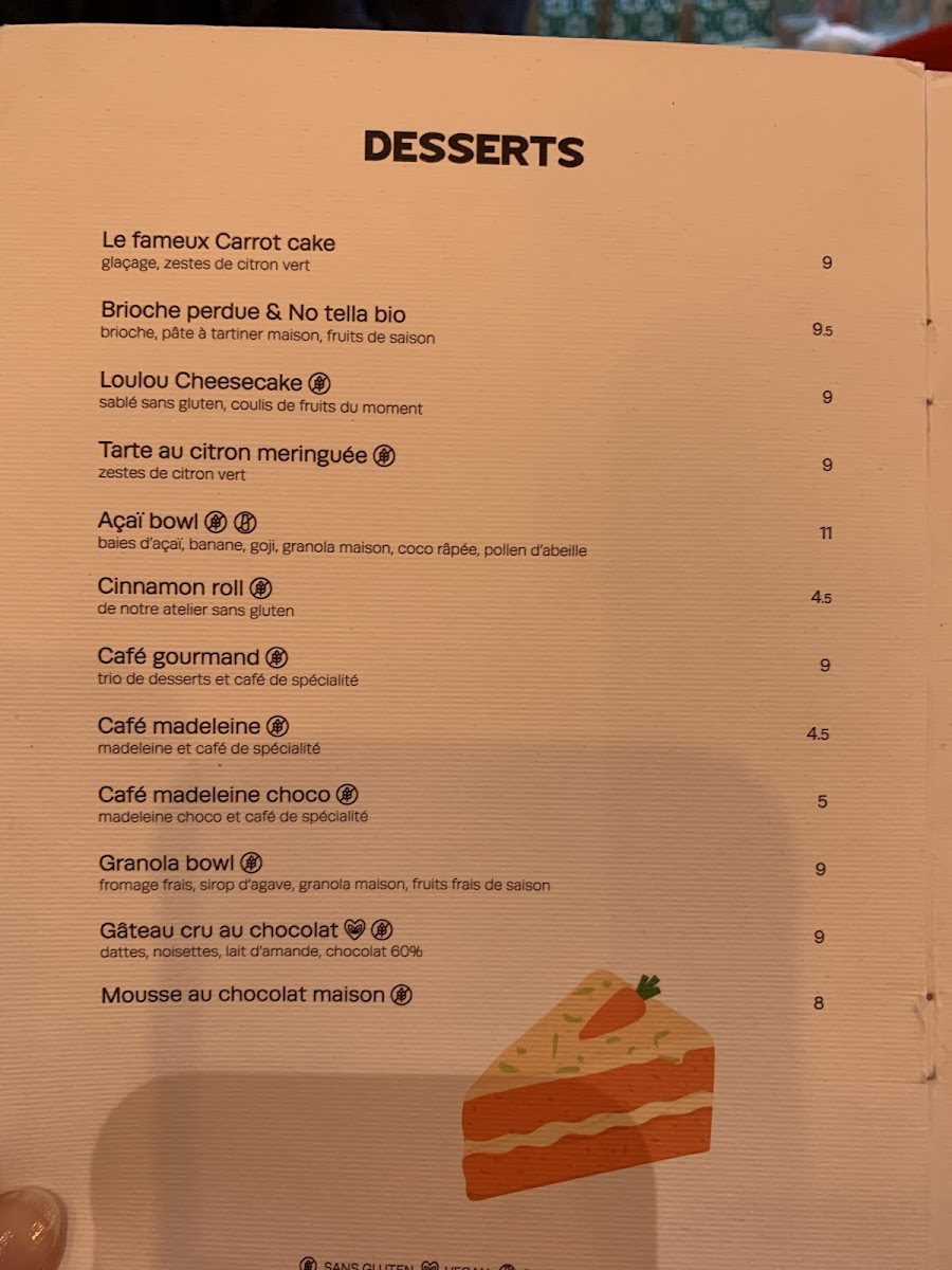 Loulou gluten-free menu