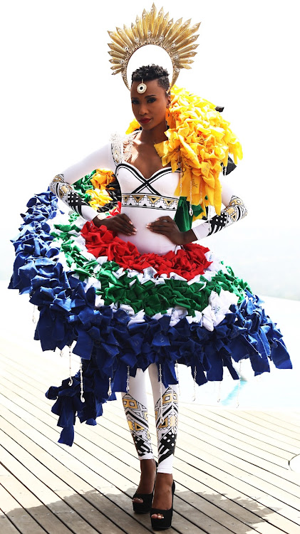 Miss SA 2019 Zozibini Tunzi's national costume was designed by Lloyd Kandlin of The Costume Department.