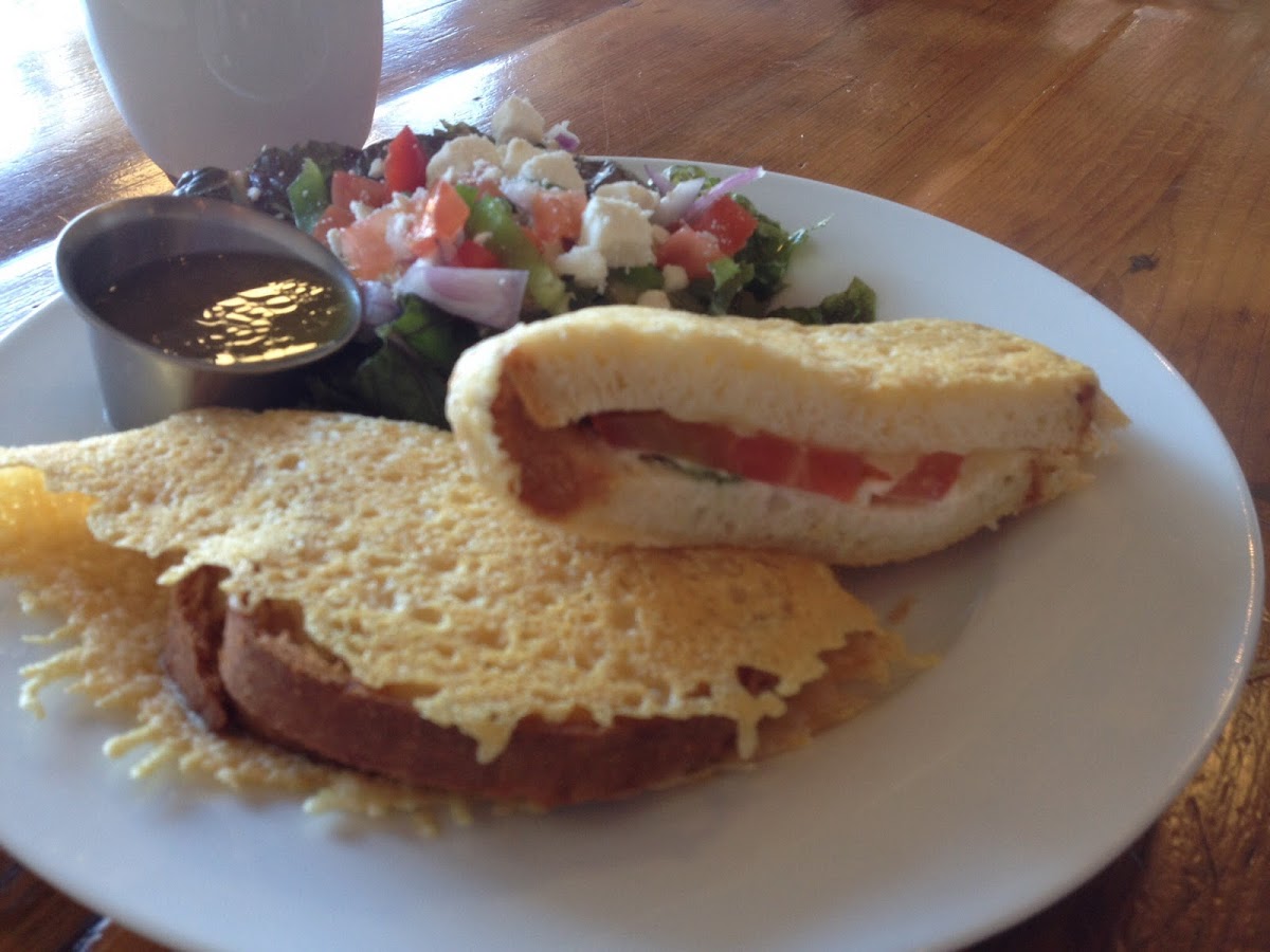 The Parmesan "grilled cheese"- stuffed with goat cheese, white cheddar and tomato. (Needed crispy bread and lots more cheddar IMO)