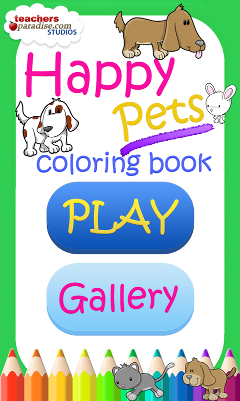 Android application Dogs, Cats & Happy Pets Coloring Book Game screenshort