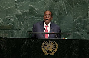 Zimbabwe's President Robert Gabriel Mugabe addresses the U.N. General Assembly at the United Nations on September 21, 2017 in New York, New York. / Kevin Hagen/Getty Images