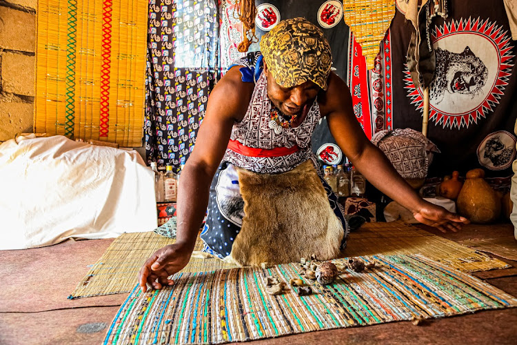 A Sangoma peforms a spiritual reading