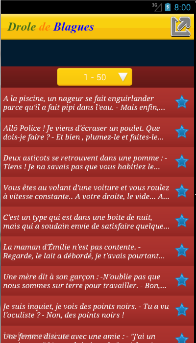 Android application Blagues Courtes et Amusantes screenshort