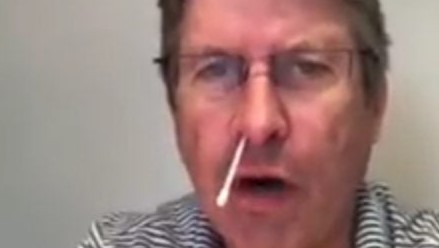 Steven Birch, 55, as he appeared in a video he posted on social media about government Covid-19 testing kits.