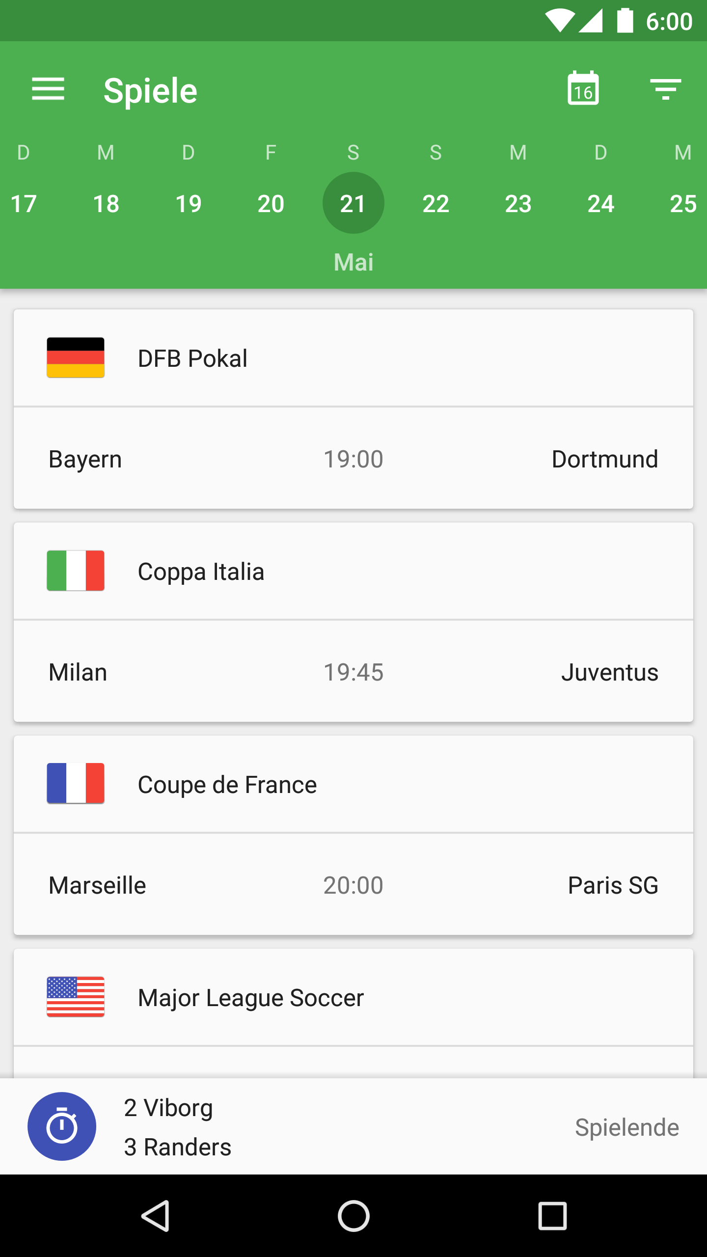 Android application CrowdScores - Live Scores & Stats screenshort