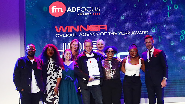 Joe Public was named the overall Agency of the Year at the 2023 Financial Mail AdFocus Awaqrds. Picture: JOE PUBLIC