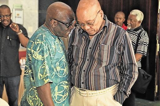 Deputy Minister of Correctional Services Ngoako Ramatlhodi and President Jacob Zuma. The writer says few South Africans would agree with them that party loyalty should trump the Constitution