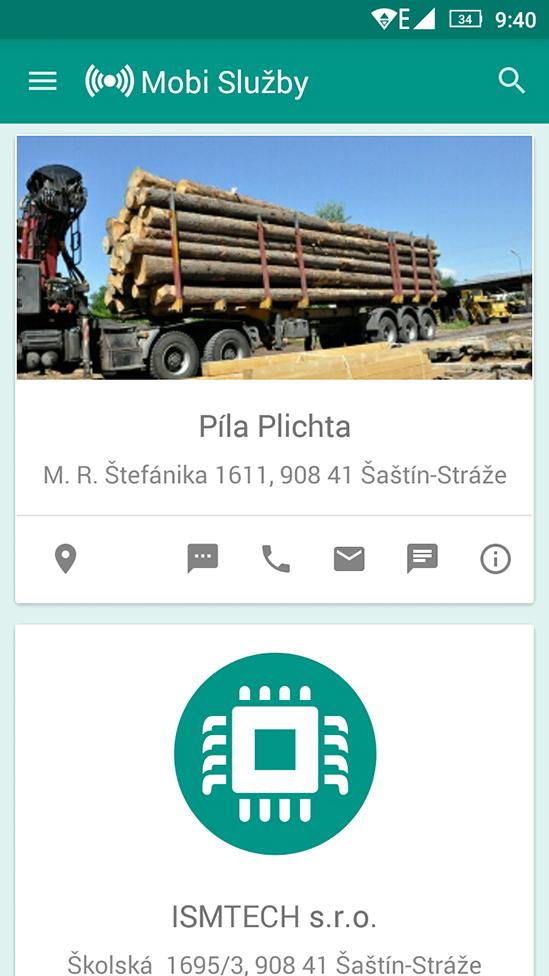 Android application MobiSluzby.sk screenshort