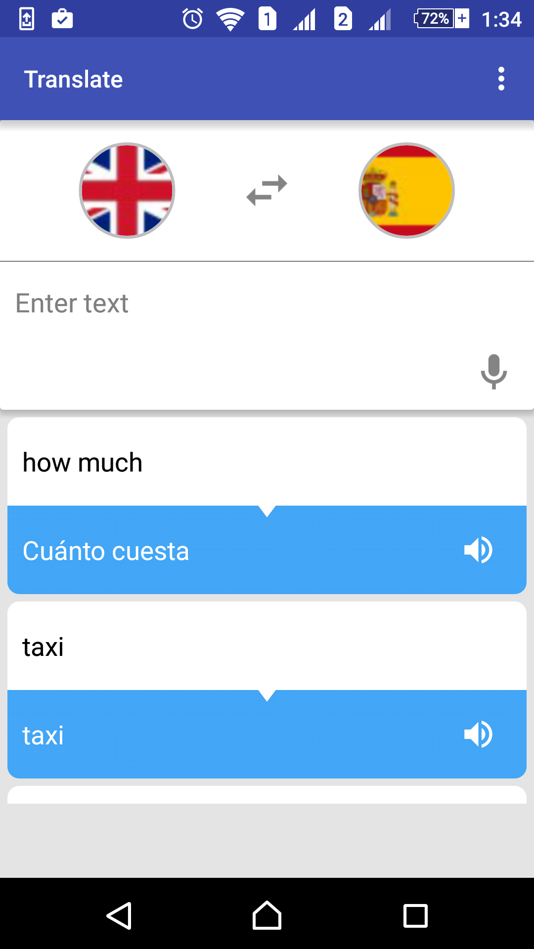 Android application Translate 92 languages screenshort