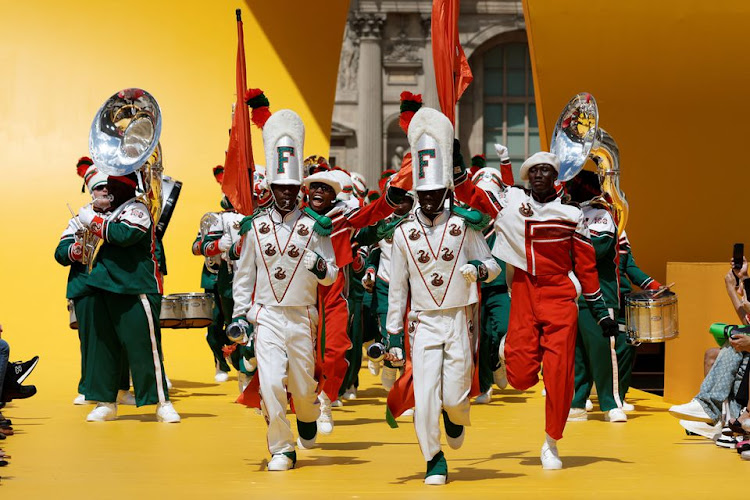 The FAMU's Incomparable Marching "100" band perform during the Spring/Summer 2023 collection show by Louis Vuitton fashion house during Men's Fashion Week in Paris, France, June 23, 2022.