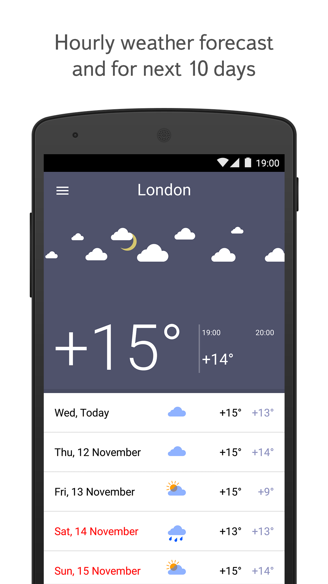 Android application Yandex.Weather screenshort