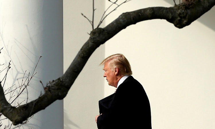 US President Donald Trump leaves the Oval Office at the White House in Washington, the US, on Thursday. Picture: REUTERS/KEVIN LAMARQUE