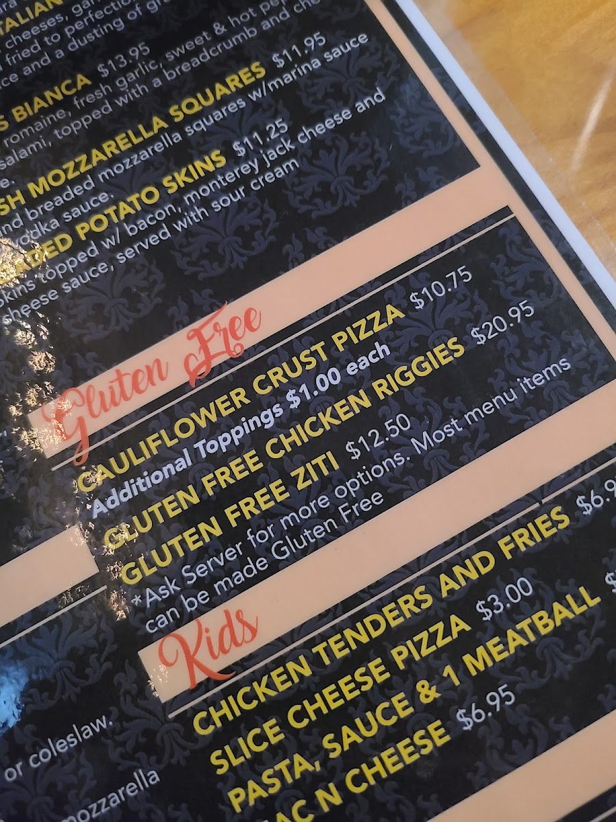 Gluten-Free at Primo pizza/Cacciatore's Restaurant