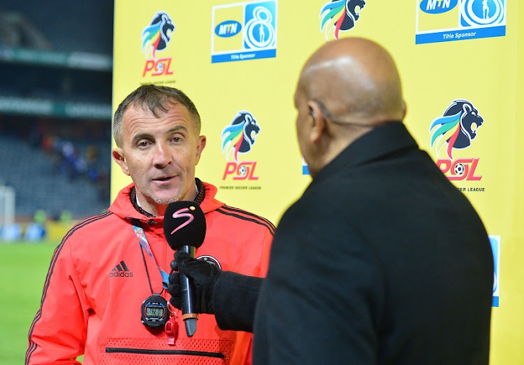 Micho Sredojevich, coach of Orlando Pirates during the 2018 MTN8 quarter finals match between Orlando Pirates and Supersport United at Orlando Stadium, Johannesburg on 11 August 2018.