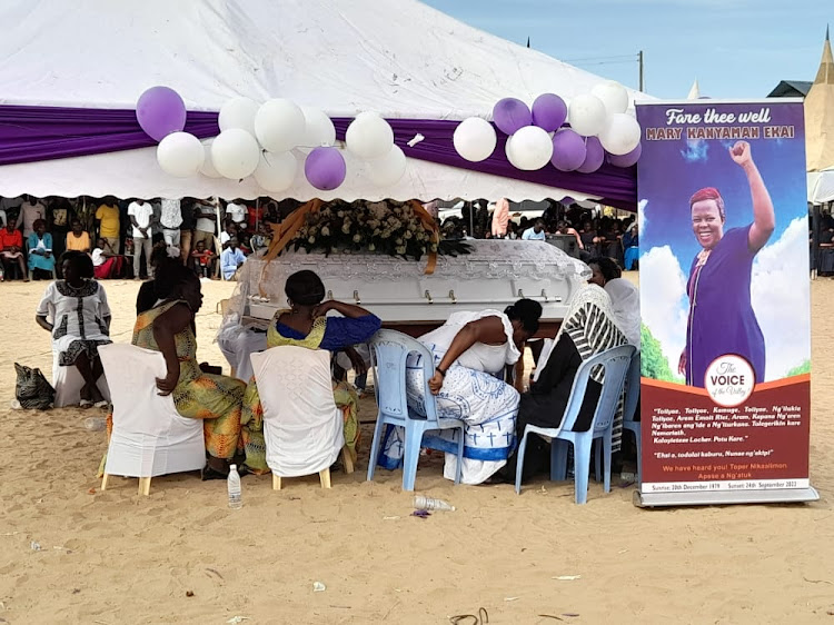 Slain Turkana peace crusader Mary Kanyaman laid to rest at Juluk village in Kanamkemer ward, Turkana Central on October 8.