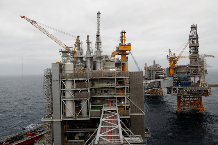 A general view of the Equinor's Johan Sverdrup oilfield platforms in the North Sea, Norway December 3, 2019. REUTERS/Ints Kalnins/File Photo