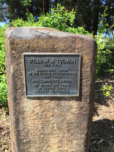 This plaque is near the south end of Tugman Park, the park being named after William M. Tugman. It's a very nice park, with a large play field, a walking path, many trees and a sand area with play...