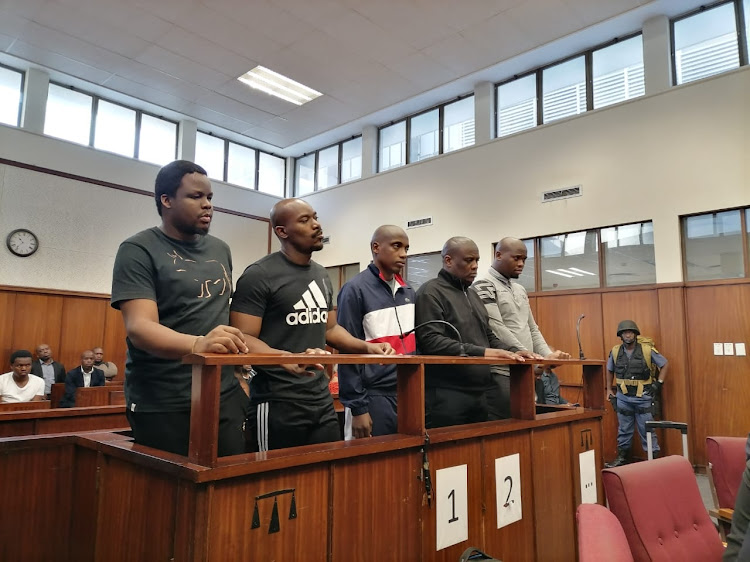 Mziwethemba Gwabeni, 36, brothers Lindani Ndimande, 35, Lindokuhle Ndimande, 29, Siyanda Myeza, 21, and Lindokuhle Mkhwanazi, 30, are five men arrested for the deaths of Kiernan 'AKA' Forbes and Tebello 'Tibz' Motsoane in Durban in February last year.
