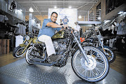 'Isidingo' star Jack Devnarain astride a custom Harley-Davidson